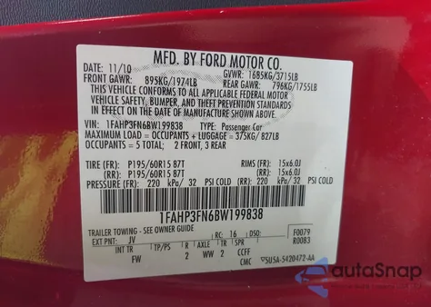 2011 Ford Focus Se from USA, damaged, VIN 1FAHP3FN6BW199838